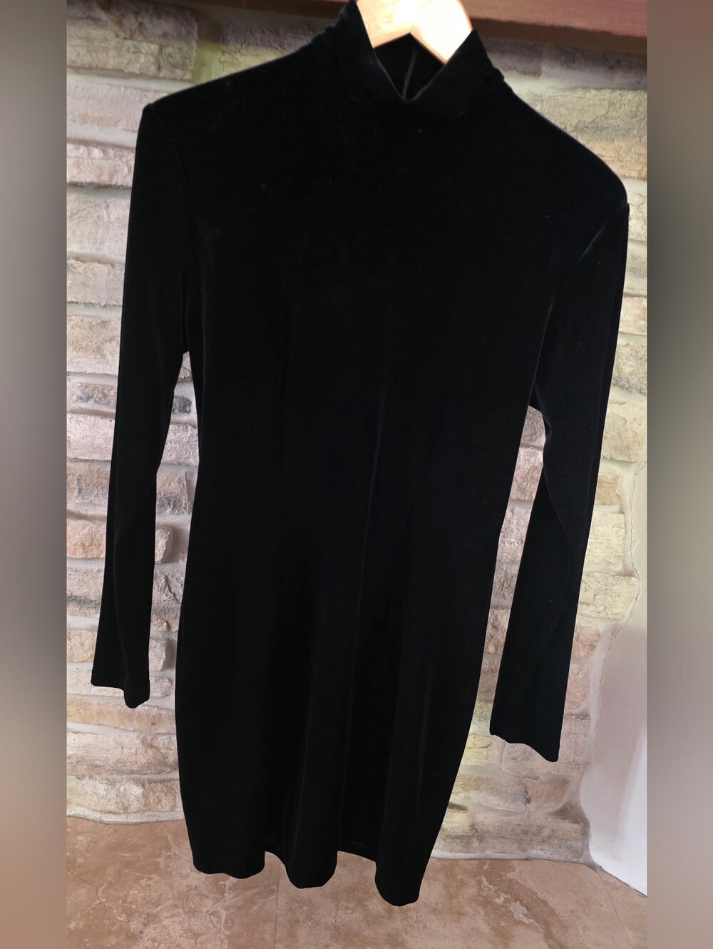 Panache Black Velvet Long Sleeve Midi Dress